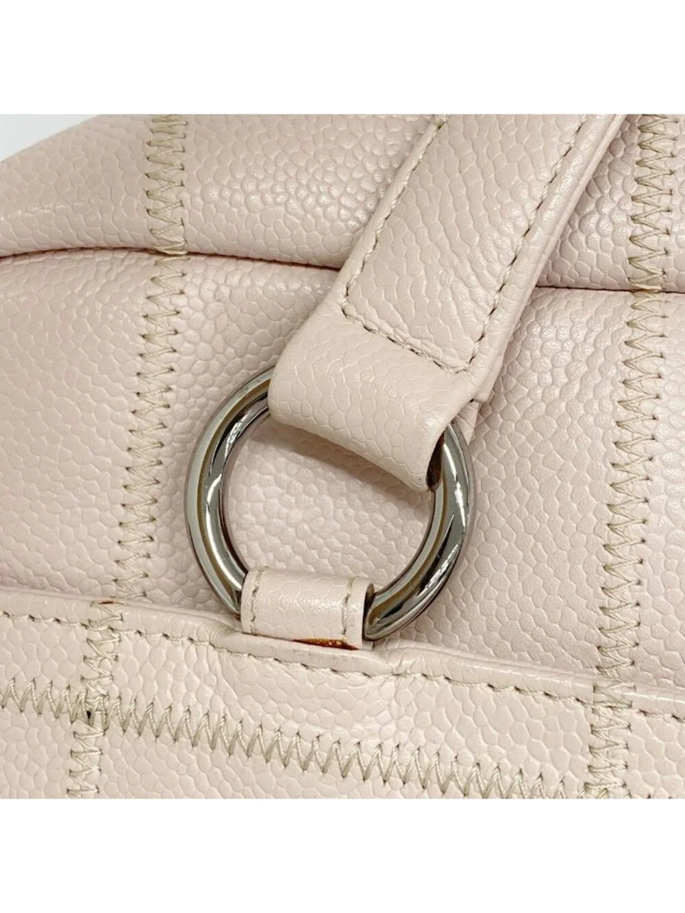Chanel Handbag Choco Bar Caviar Leather Baby Pink Silver